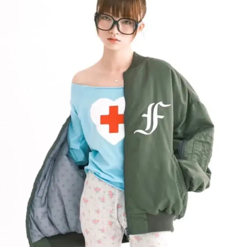 [BUNJANG] Shop Fairy Bomber Jacket - Khaki / 샵페어리 봄버 카키