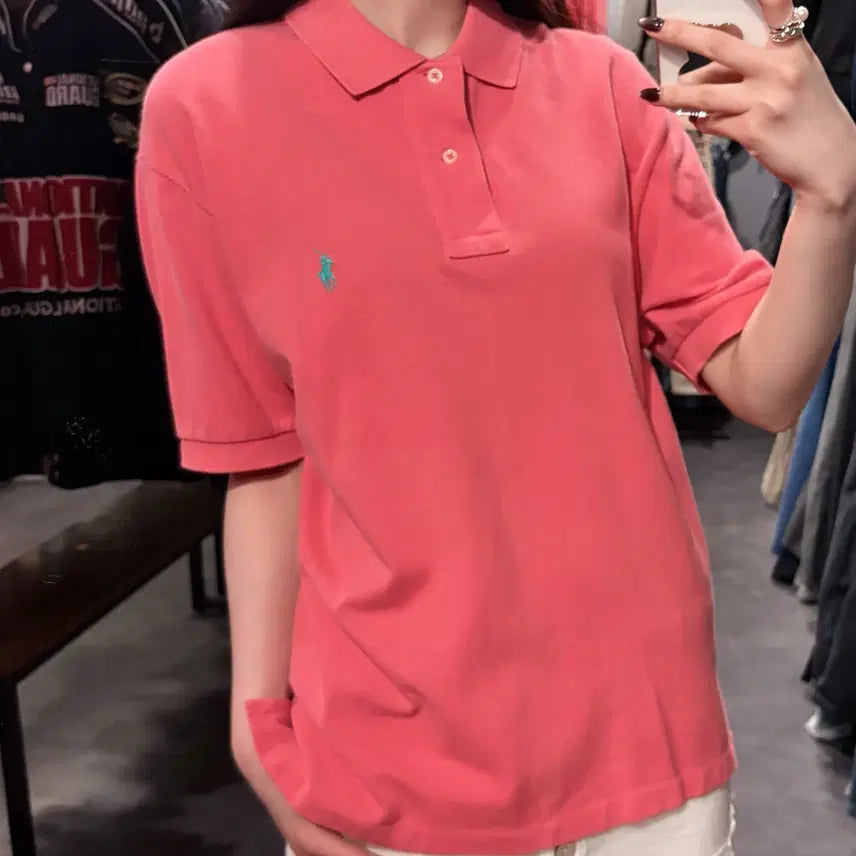 [BUNJANG] Polo Ralph Lauren Pink Pique Shirt / [IM]폴로랄프로렌 반팔 피케 셔츠 핑크
