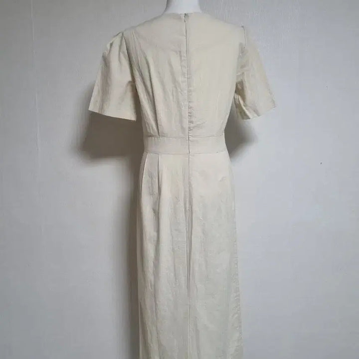 [BUNJANG] Ivory Square Neck Long Sleeve Dress / 아이보리 스퀘어넥 반팔 롱 원피스