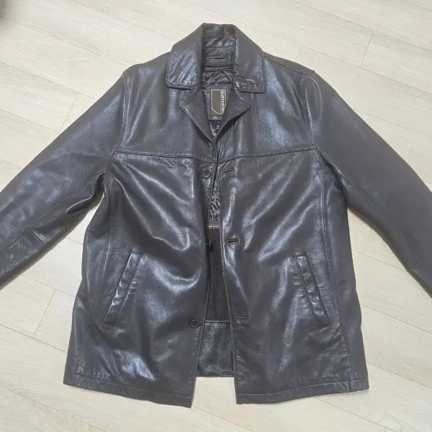 [BUNJANG] Knoles &amp; Carter Dark Brown Leather Car Coat / 빈티지 다크브라운 양가죽 카코트 L 씬슐레이트 탈착 안감