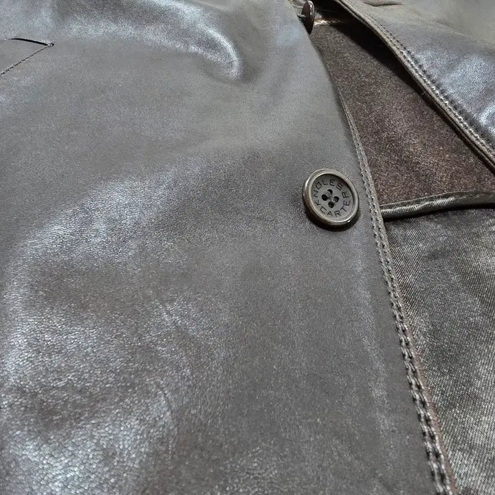 [BUNJANG] Knoles &amp; Carter Dark Brown Leather Car Coat / 빈티지 다크브라운 양가죽 카코트 L 씬슐레이트 탈착 안감