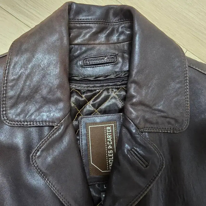 [BUNJANG] Knoles &amp; Carter Dark Brown Leather Car Coat / 빈티지 다크브라운 양가죽 카코트 L 씬슐레이트 탈착 안감