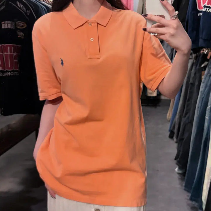 [BUNJANG] Polo Ralph Lauren Short Sleeve Pique Shirt / [IM] 폴로랄프로렌 반팔 피케 셔츠 라이트 오렌지