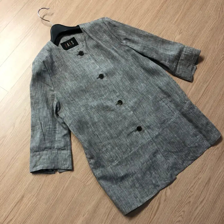 [BUNJANG] Daks Ladies Linen Cotton Jacket / 닥스 레이디스 린넨 코튼 자켓 체크 여자 여성 라운드 노카라 출근룩