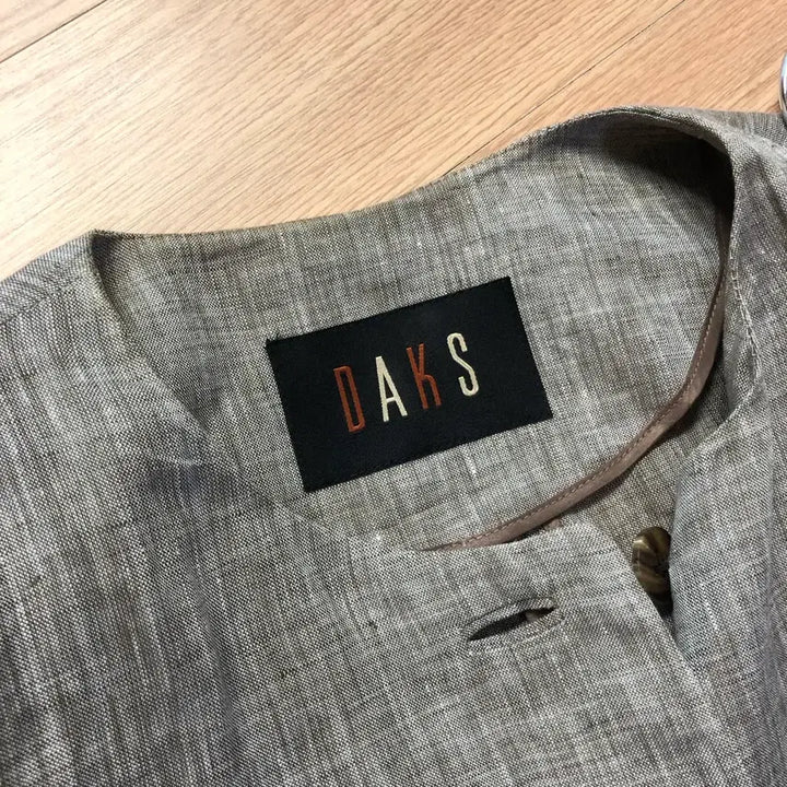 [BUNJANG] Daks Ladies Linen Cotton Jacket / 닥스 레이디스 린넨 코튼 자켓 체크 여자 여성 라운드 노카라 출근룩