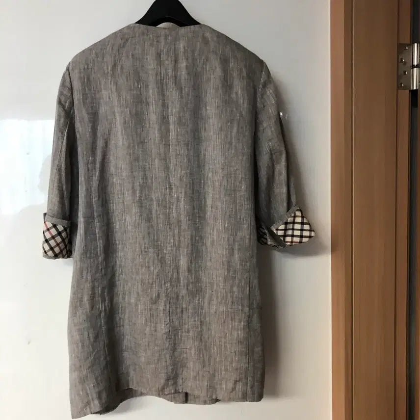 [BUNJANG] Daks Ladies Linen Cotton Jacket / 닥스 레이디스 린넨 코튼 자켓 체크 여자 여성 라운드 노카라 출근룩