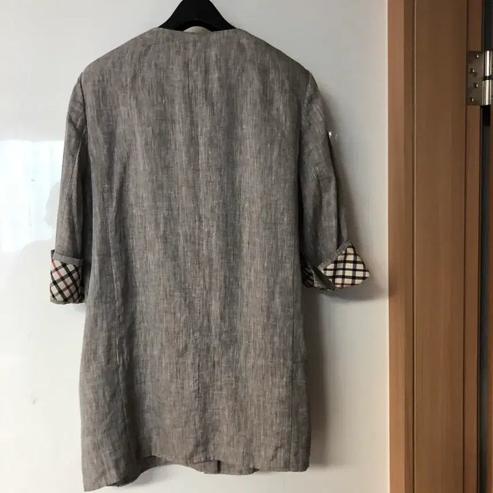 [BUNJANG] Daks Ladies Linen Cotton Jacket / 닥스 레이디스 린넨 코튼 자켓 체크 여자 여성 라운드 노카라 출근룩