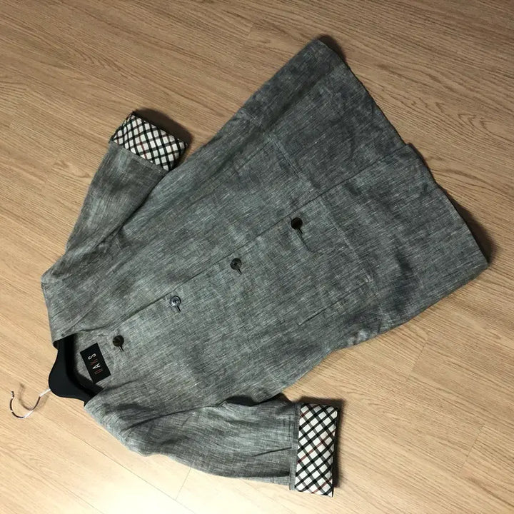 [BUNJANG] Daks Ladies Linen Cotton Jacket / 닥스 레이디스 린넨 코튼 자켓 체크 여자 여성 라운드 노카라 출근룩