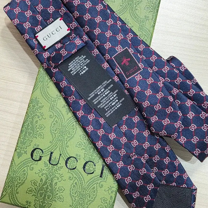 [BUNJANG] Gucci GG Pattern Navy Silk Tie / 구찌 GUCCI GG 패턴 네이비 실크 넥타이(네이비)