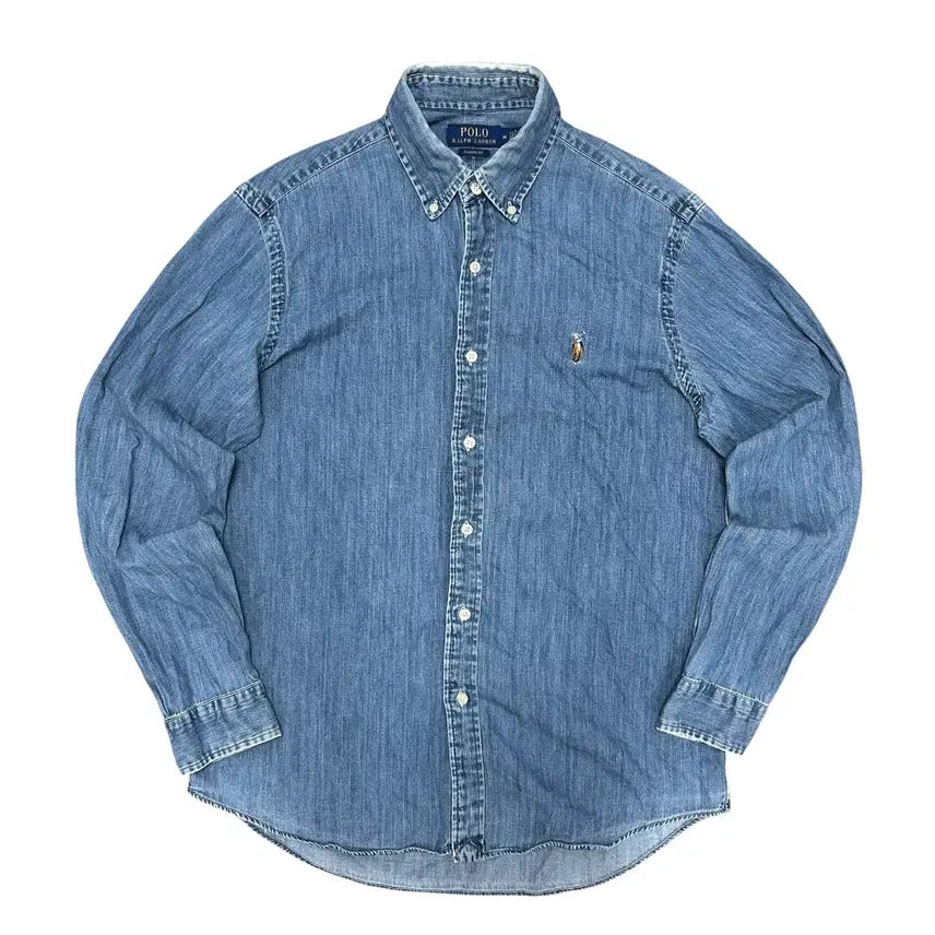 [SOLD OUT] 폴로 클래식핏 QR라벨 데님셔츠(M)