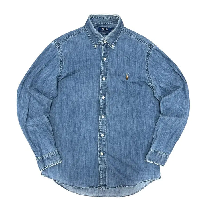 [SOLD OUT] 폴로 클래식핏 QR라벨 데님셔츠(M)