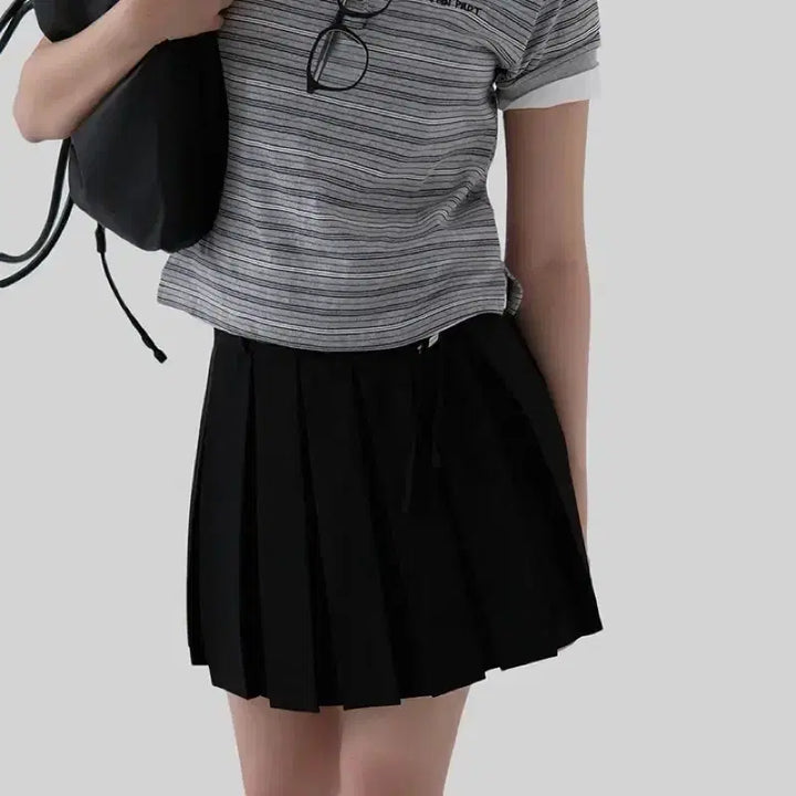 [BUNJANG] Autumn Pleated Mini Skirt / 새상품 / 어텀 스트랩플리츠스커트