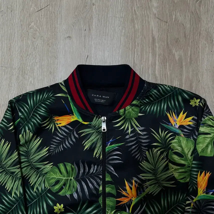 [BUNJANG] ZARA Men Tropical Leaf Hawaiian Jersey Track Top Jacket / 자라 맨 트로피컬 리프 하와이안 져지 트랙탑 자켓 S/90