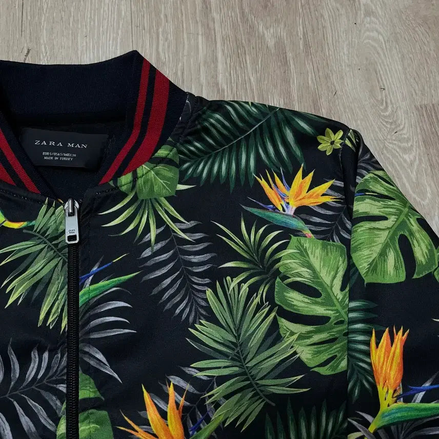 [BUNJANG] ZARA Men Tropical Leaf Hawaiian Jersey Track Top Jacket / 자라 맨 트로피컬 리프 하와이안 져지 트랙탑 자켓 S/90