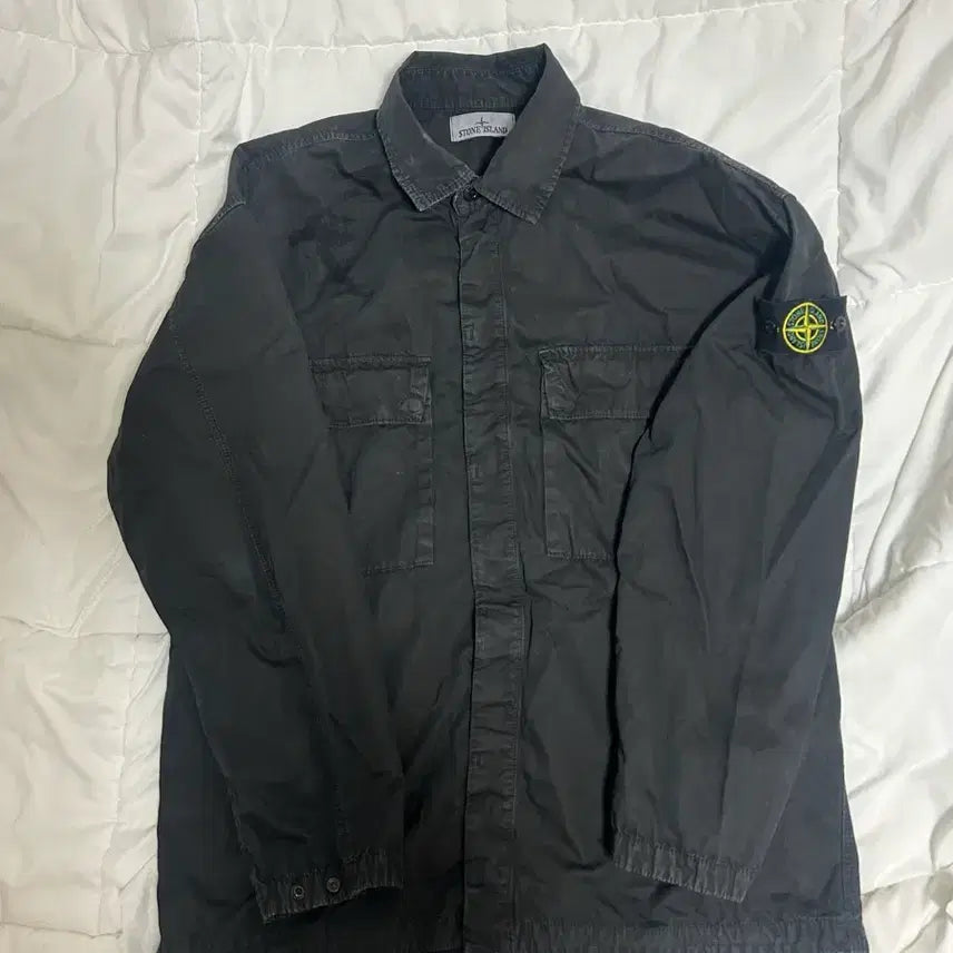 [SOLD OUT] 스톤아일랜드 올드 트리트먼트 오버셔츠 블랙 L