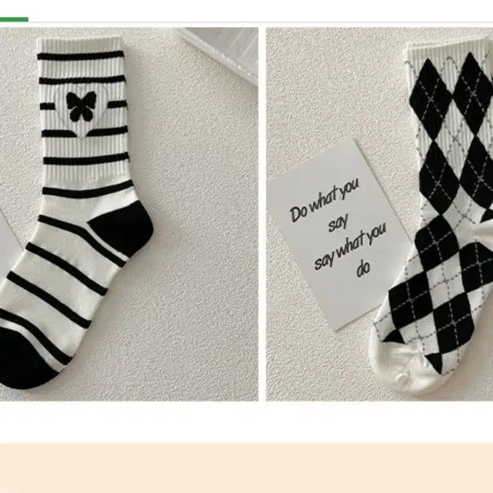 [BUNJANG] 8-Piece Mid-Calf Socks Set / 원단 탄탄소재 중목양말 8켤레세트(무료배송)