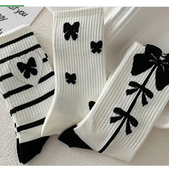 [BUNJANG] 8-Piece Mid-Calf Socks Set / 원단 탄탄소재 중목양말 8켤레세트(무료배송)
