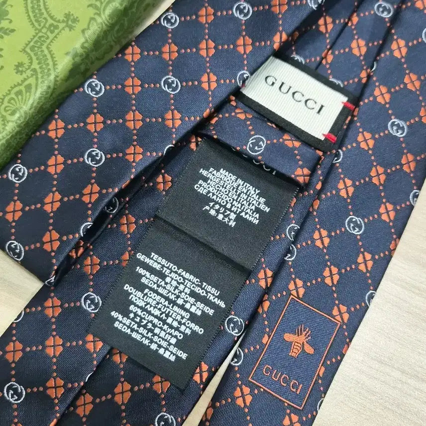 [BUNJANG] Gucci GG Clover Pattern Silk Tie (Navy) / 구찌 GUCCI GG 크로바 패턴 실크 넥타이(네이비)