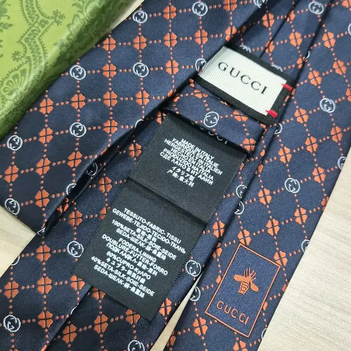 [BUNJANG] Gucci GG Clover Pattern Silk Tie (Navy) / 구찌 GUCCI GG 크로바 패턴 실크 넥타이(네이비)