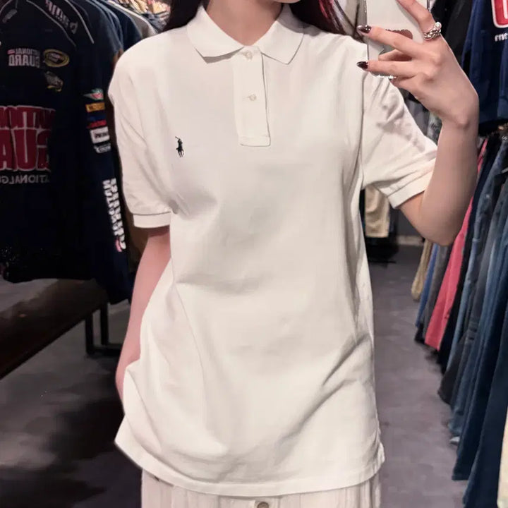 [BUNJANG] Polo Ralph Lauren Short Sleeve Pique Shirt / [IM] 폴로 랄프로렌 반팔 피케 셔츠 화이트