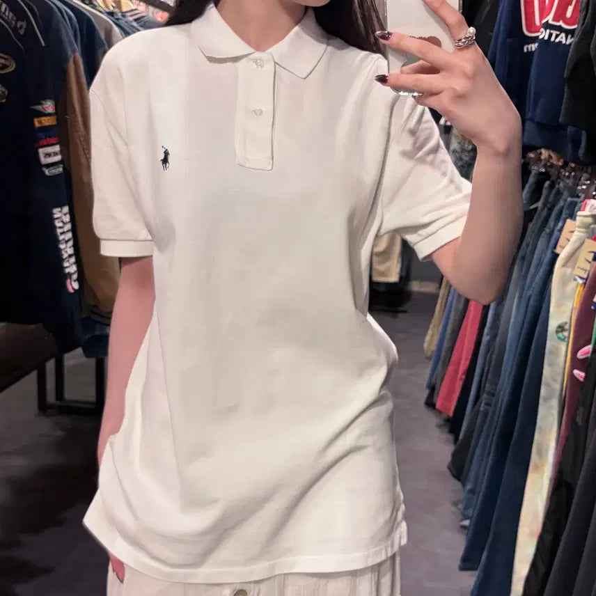 [BUNJANG] Polo Ralph Lauren Short Sleeve Pique Shirt / [IM] 폴로 랄프로렌 반팔 피케 셔츠 화이트