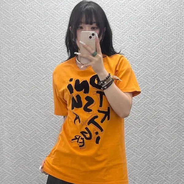 [BUNJANG] Onitsuka Tiger Old School Orange Short Sleeve T-shirt / 오니츠카 타이거 올드스쿨 스트릿 펑크 오렌지 반팔티 95 C10781