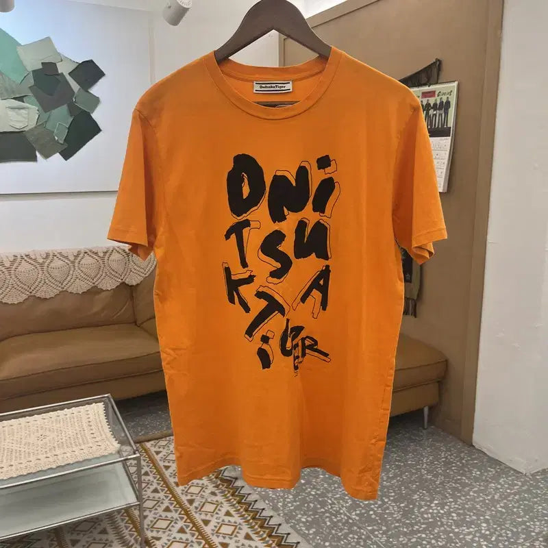 [BUNJANG] Onitsuka Tiger Old School Orange Short Sleeve T-shirt / 오니츠카 타이거 올드스쿨 스트릿 펑크 오렌지 반팔티 95 C10781