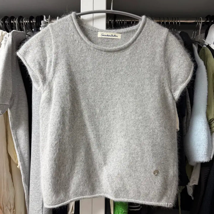 [BUNJANG] Somewherebut 앙고라 Half Knit Light Gray / 썸웨어버터 앙고라 하프 니트 라이트 그레이