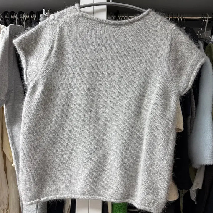 [BUNJANG] Somewherebut 앙고라 Half Knit Light Gray / 썸웨어버터 앙고라 하프 니트 라이트 그레이