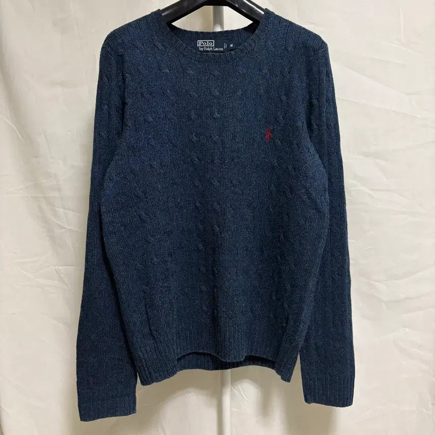 [BUNJANG] Polo Ralph Lauren Silk Cable Knit Sweater / 폴로 랄프로렌 실크 케이블 니트 / 네이비, M