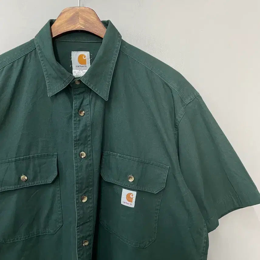 [SOLD OUT] 칼하트 다크그린 반팔 셔츠 H2452