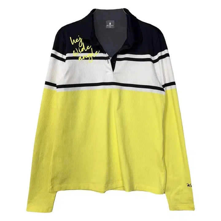 [BUNJANG] WAIDEANGLE Yellow Golf Functional Long Sleeve Polo Shirt (95) / 와이드앵글 옐로우 골프 기능성 긴팔 카라티 95