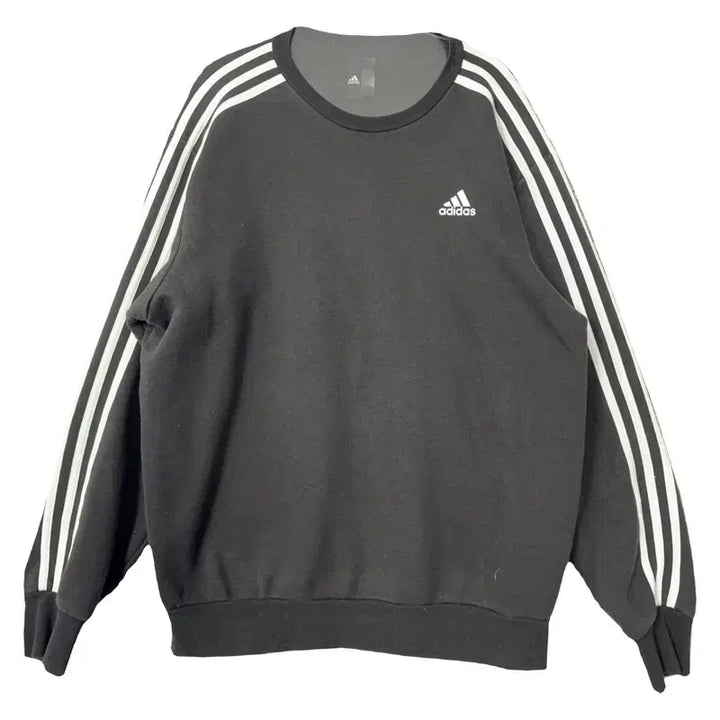 [BUNJANG] Adidas Gray Logo Tri-Stripe Oversized Sweatshirt XL / 아디다스 그레이 로고 삼선 오버핏 맨투맨 XL