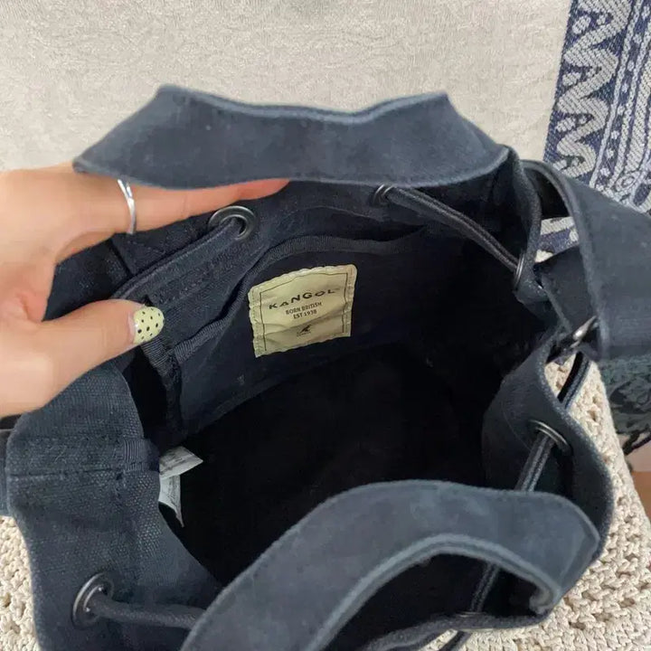 [BUNJANG] Kangol Big Logo Canvas Black Crossbody Bag / [F] 캉골 빅로고 캔버스 블랙 복조리백 크로스백 가방