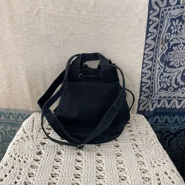 [BUNJANG] Kangol Big Logo Canvas Black Crossbody Bag / [F] 캉골 빅로고 캔버스 블랙 복조리백 크로스백 가방