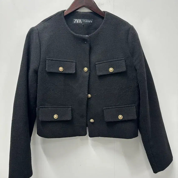 [BUNJANG] Zara Black Tweed Jacket / [만원 아라비아빈티지]자라 블랙 금장 버튼 트위드 자켓 95