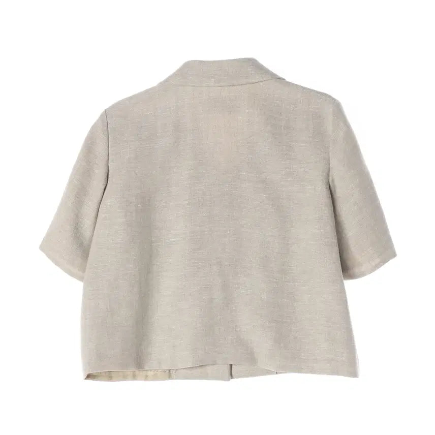 [SOLD OUT] 타임 21SS 린넨 블렌드 크롭 반팔 트위드 재킷 오트밀