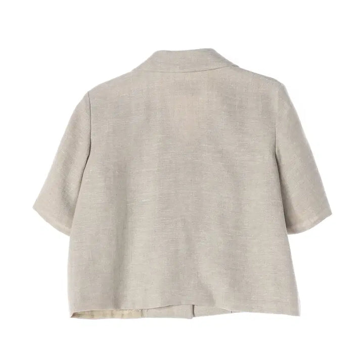 [SOLD OUT] 타임 21SS 린넨 블렌드 크롭 반팔 트위드 재킷 오트밀