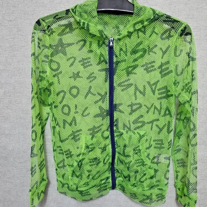 [BUNJANG] Neon Green Mesh Hooded Zip-up Jacket / 1.6 형광 그린 망사 후드 집업