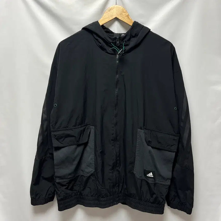 [SOLD OUT] [정품/2XL] 아디다스 윈드브레이커 삼선 블랙 우븐 바람막이