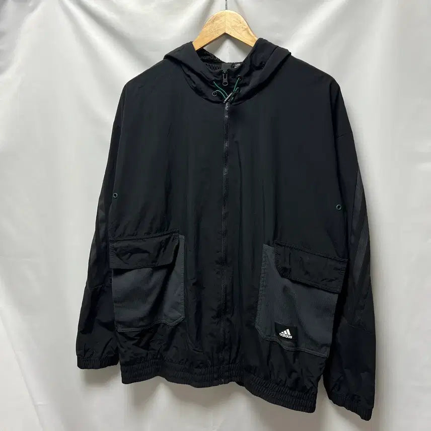 [SOLD OUT] [정품/2XL] 아디다스 윈드브레이커 삼선 블랙 우븐 바람막이