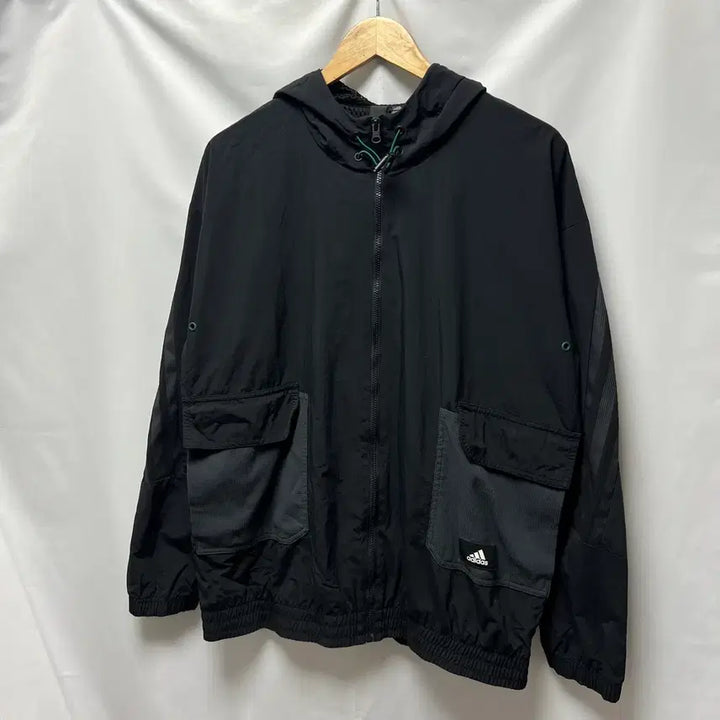 [SOLD OUT] [정품/2XL] 아디다스 윈드브레이커 삼선 블랙 우븐 바람막이