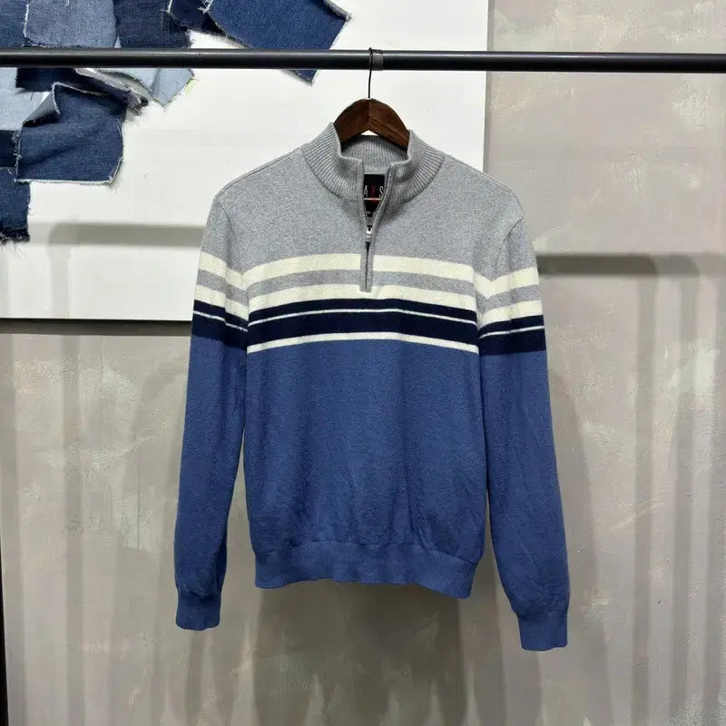 [SOLD OUT] (100) 닥스 캐주얼 클래식 스트라이프 반집업 울 니트