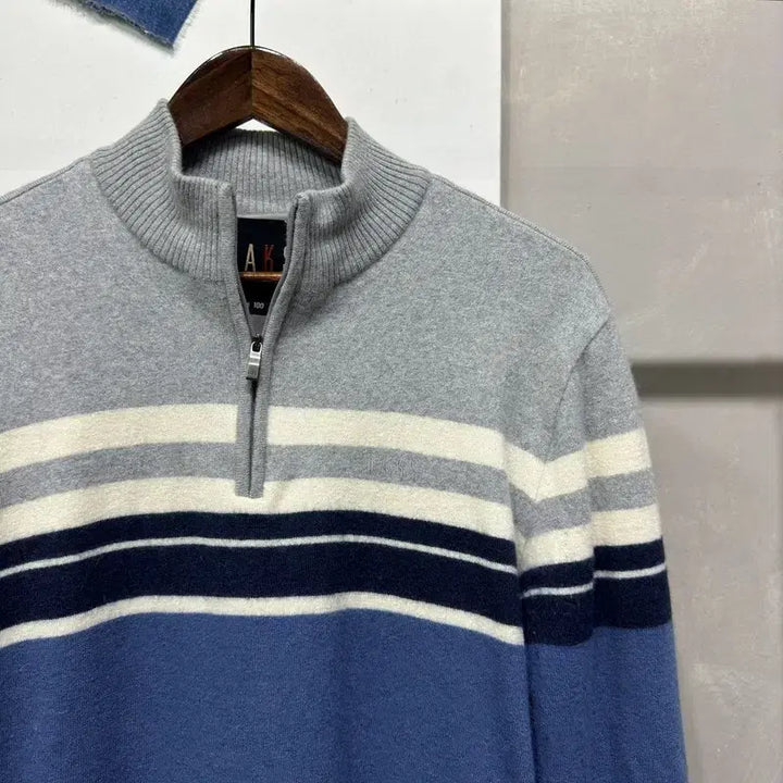 [SOLD OUT] (100) 닥스 캐주얼 클래식 스트라이프 반집업 울 니트