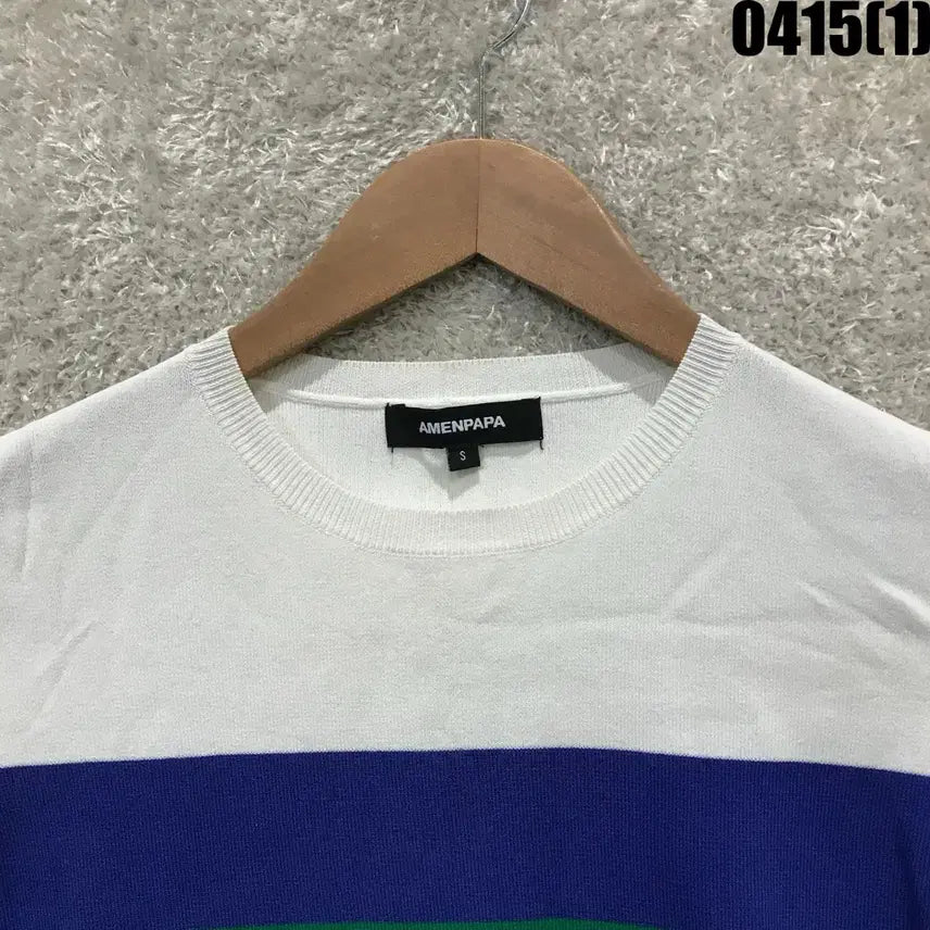 [BUNJANG] AMENPAPA Color Block Knit T-shirt / AMENPAPA 컬러블록 반팔 니트 S