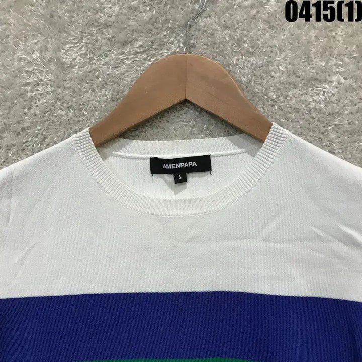 [BUNJANG] AMENPAPA Color Block Knit T-shirt / AMENPAPA 컬러블록 반팔 니트 S