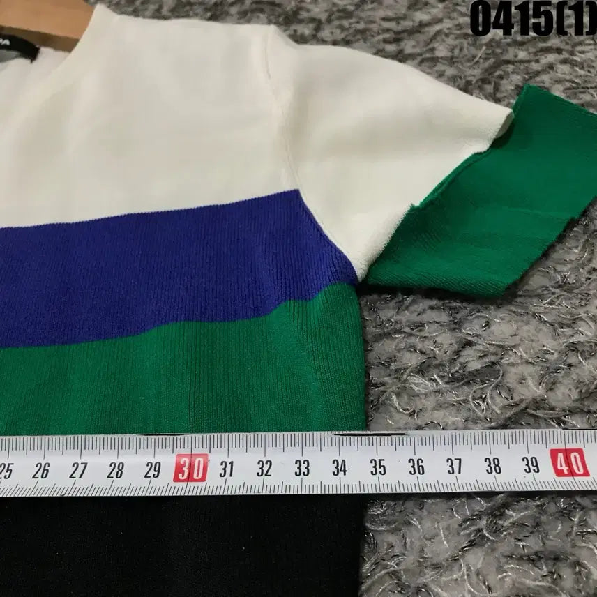 [BUNJANG] AMENPAPA Color Block Knit T-shirt / AMENPAPA 컬러블록 반팔 니트 S