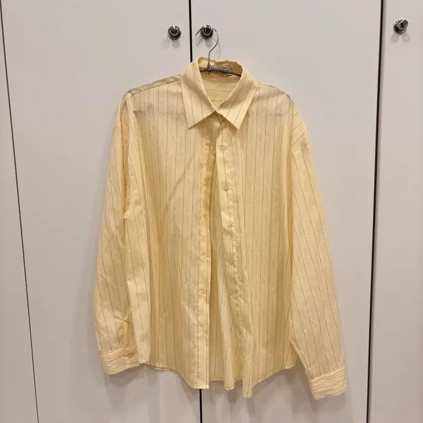 [BUNJANG] Yellow Striped Long Sleeve Shirt / 옐로우 스트라이프 긴팔 셔츠