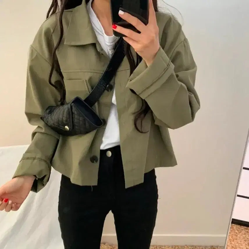 [BUNJANG] Cotton Short Jacket / 코튼 숏 자켓 카키색상