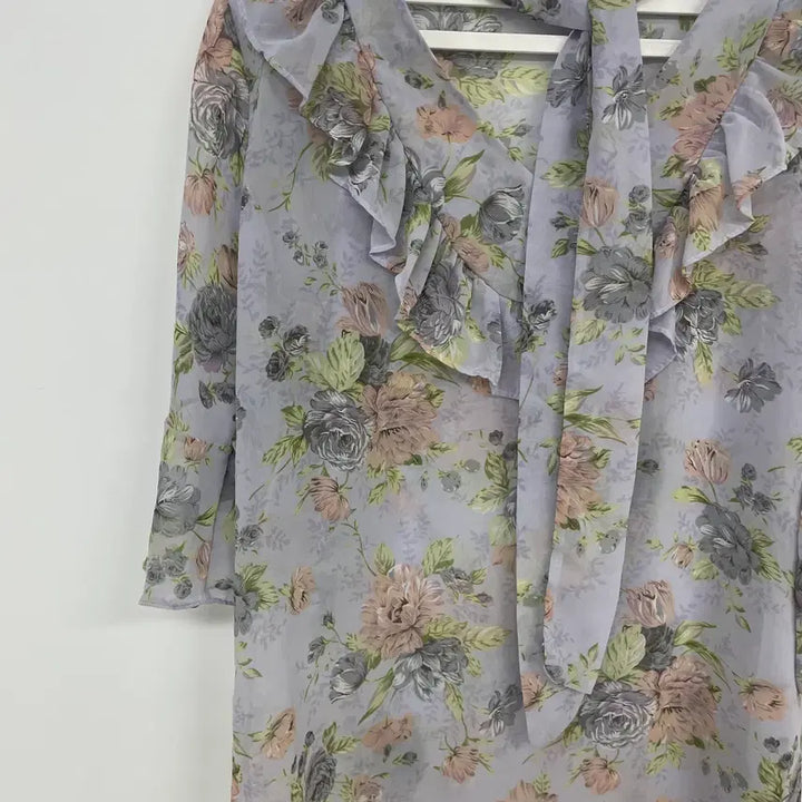 [BUNJANG] ZIGGI Lavender Frill Tie Blouse / ZIGGI 라벤더 프릴 타이 블라우스